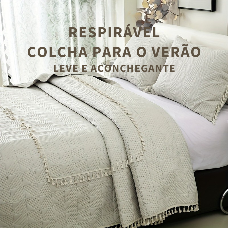 Cobre-Leito Quadrado com Tassel Macio