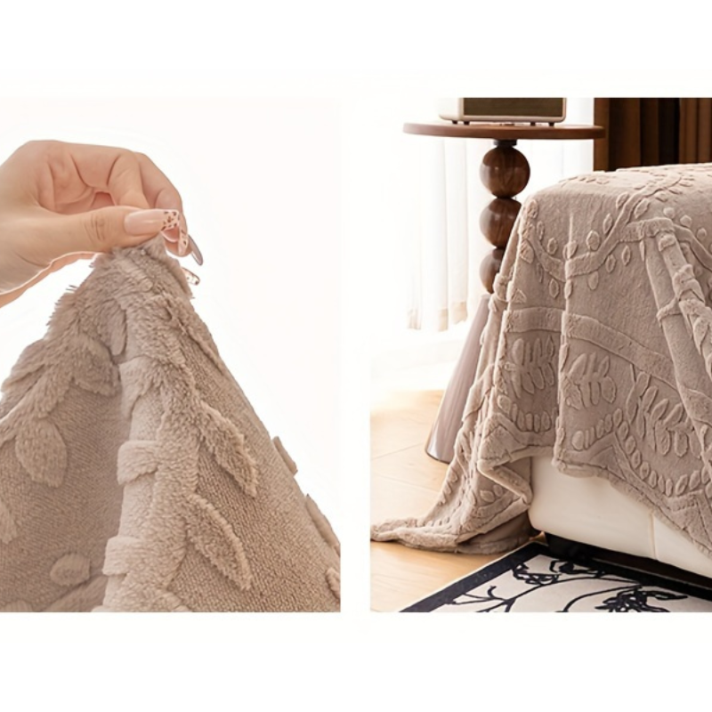 Manta Decorativa Boho Toque Aveludado Estilo Pele de Coelho com Franjas