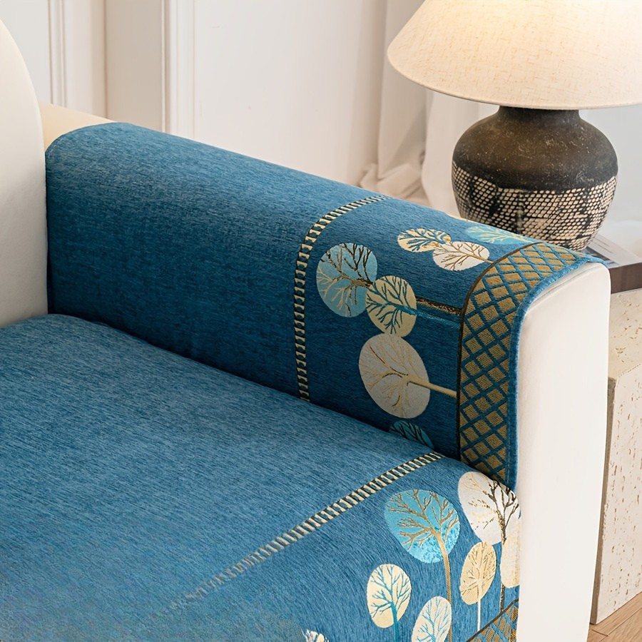 Capa de Sofá Design Árvore Boho Chenille Grossa