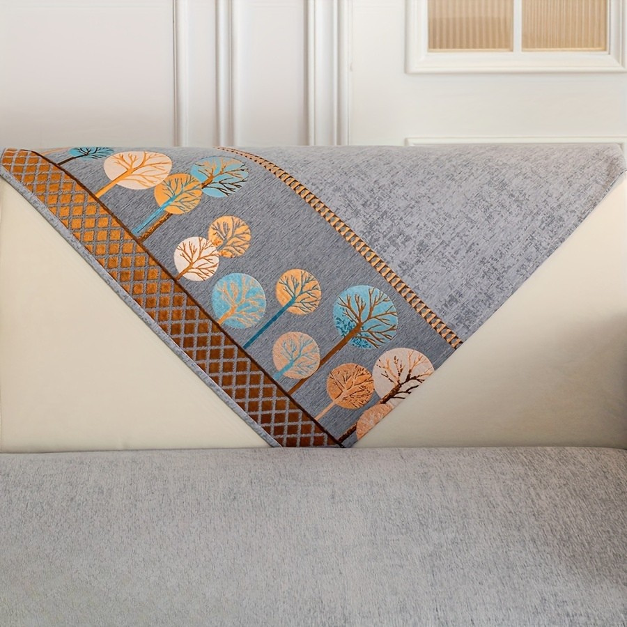Capa de Sofá Design Árvore Boho Chenille Grossa