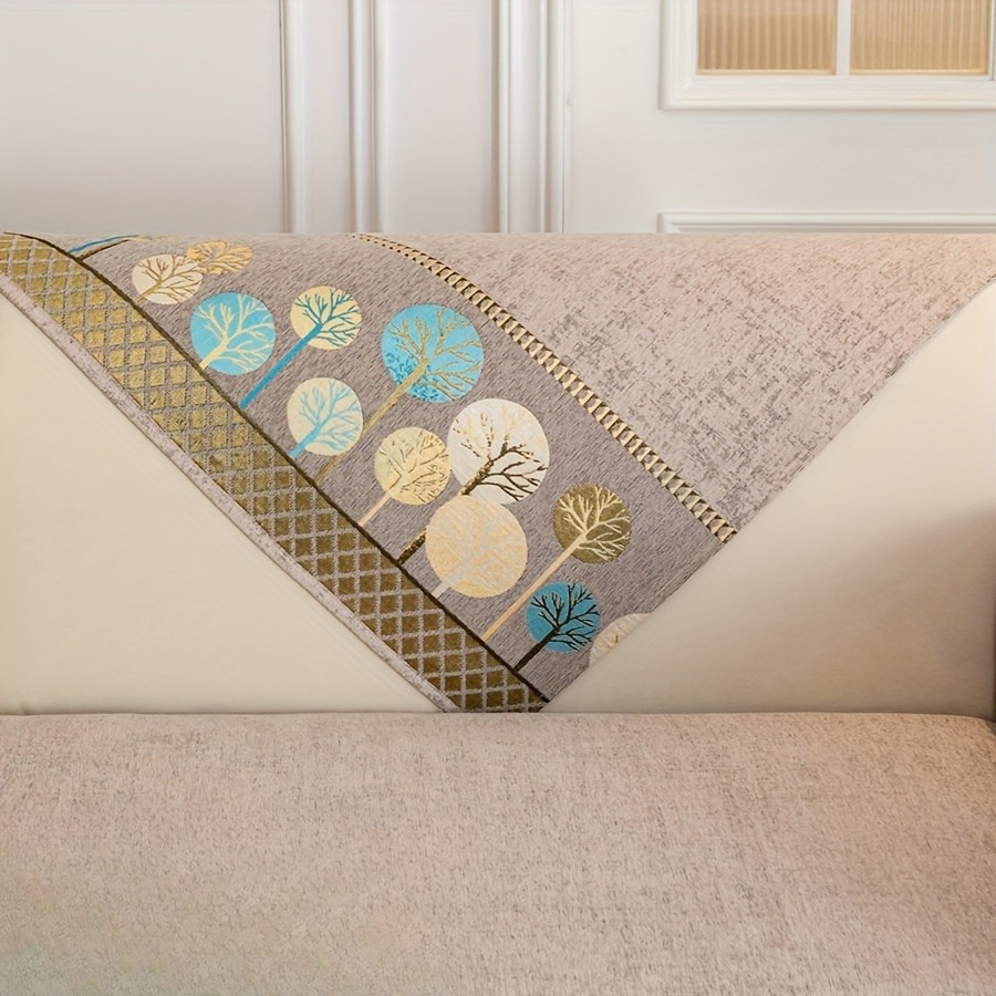Capa de Sofá Design Árvore Boho Chenille Grossa