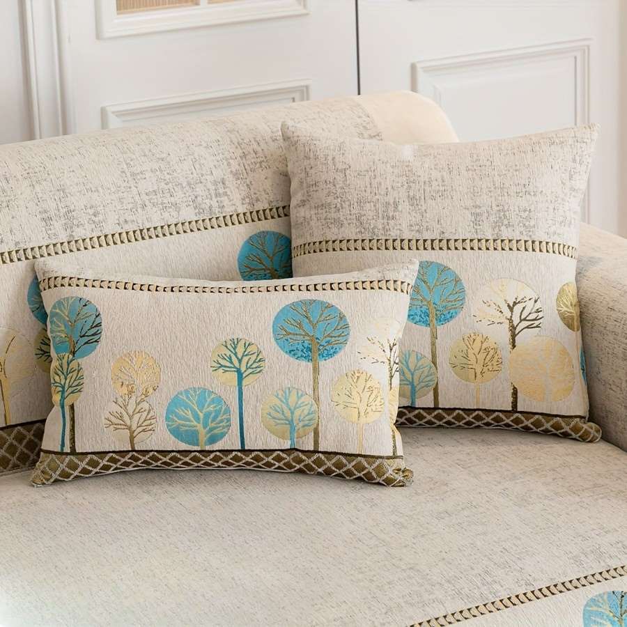 Capa de Sofá Design Árvore Boho Chenille Grossa