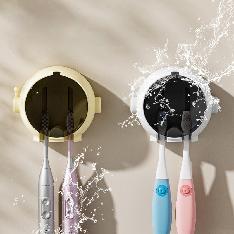Wall-Mounted Toothbrush Holder with Protective Cover