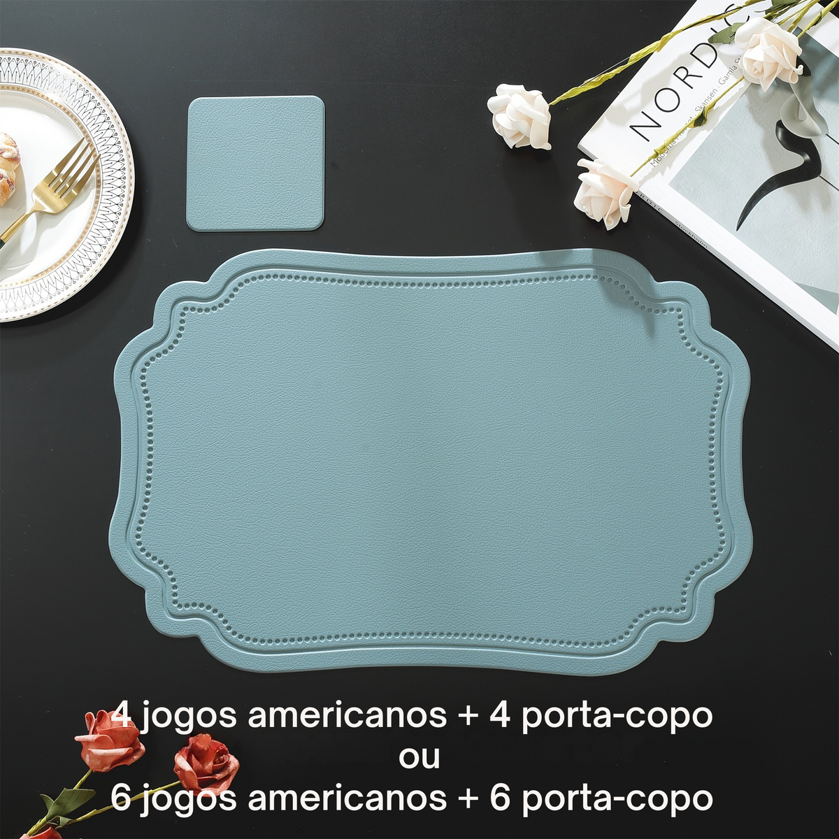 Jogo Americano e Porta-Copos Luxo PVC