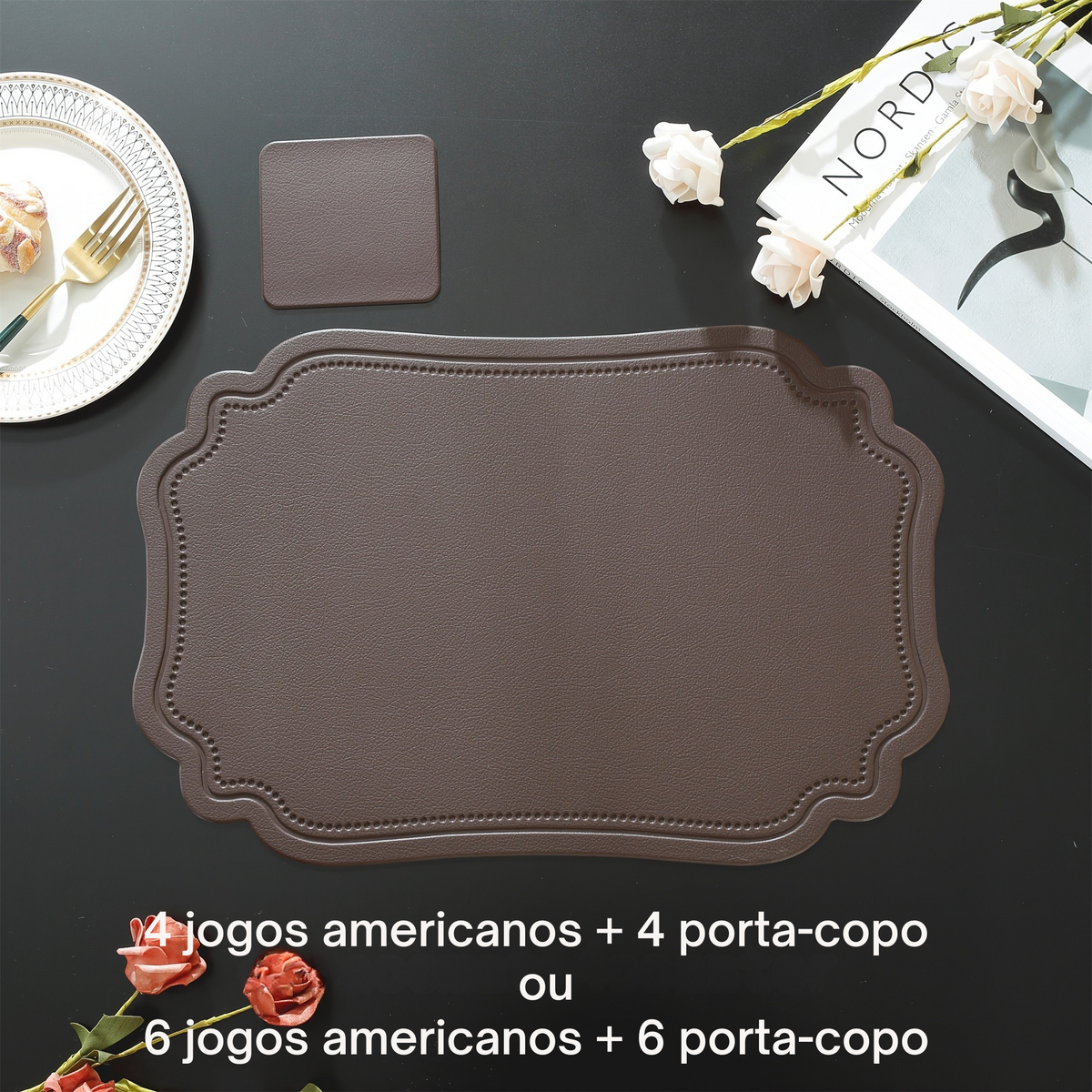 Jogo Americano e Porta-Copos Luxo PVC