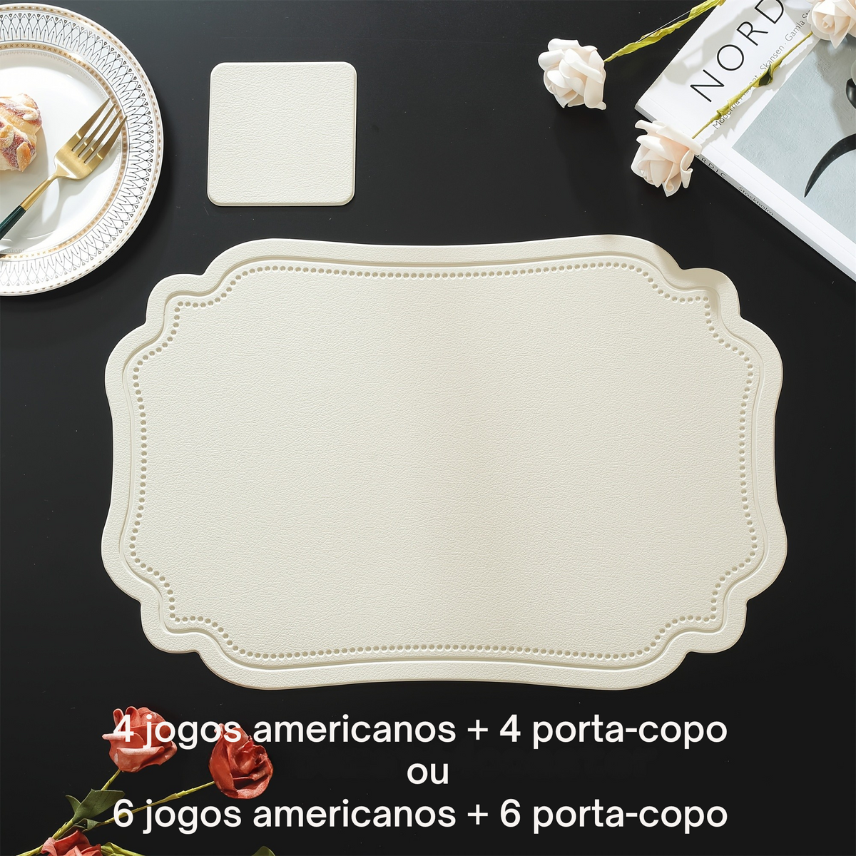 Jogo Americano e Porta-Copos Luxo PVC