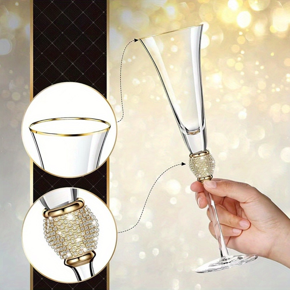 Conjunto Taças de Champanhe com Strass Feito à Mão
