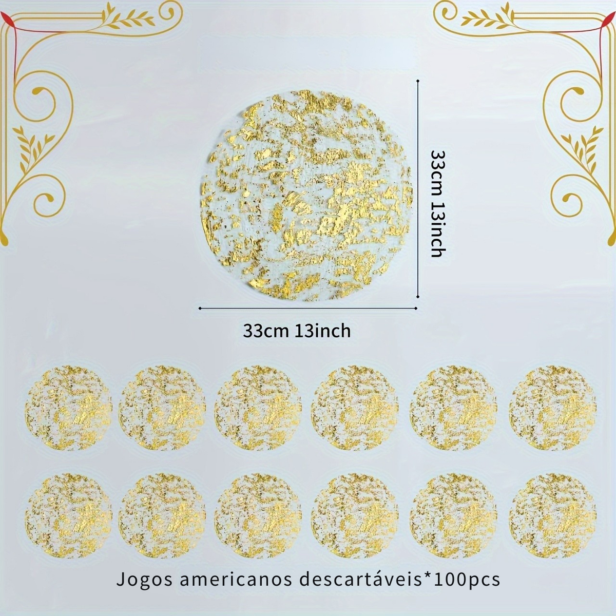Jogo de Mesa Descartável em Malha Dourado Luxo