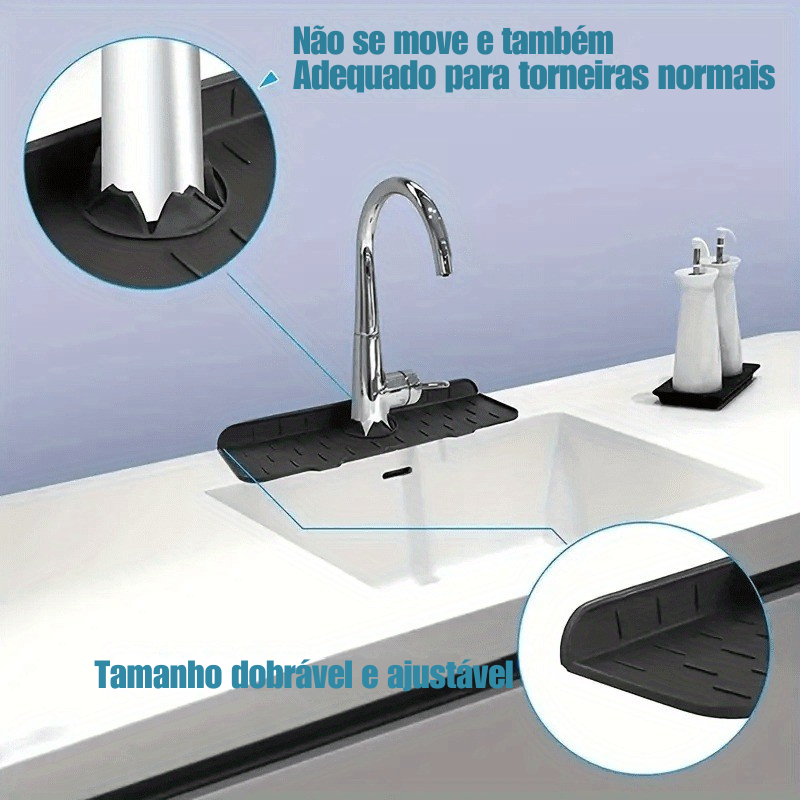 Bandeja de Silicone para Torneira com Protetor de Respingo