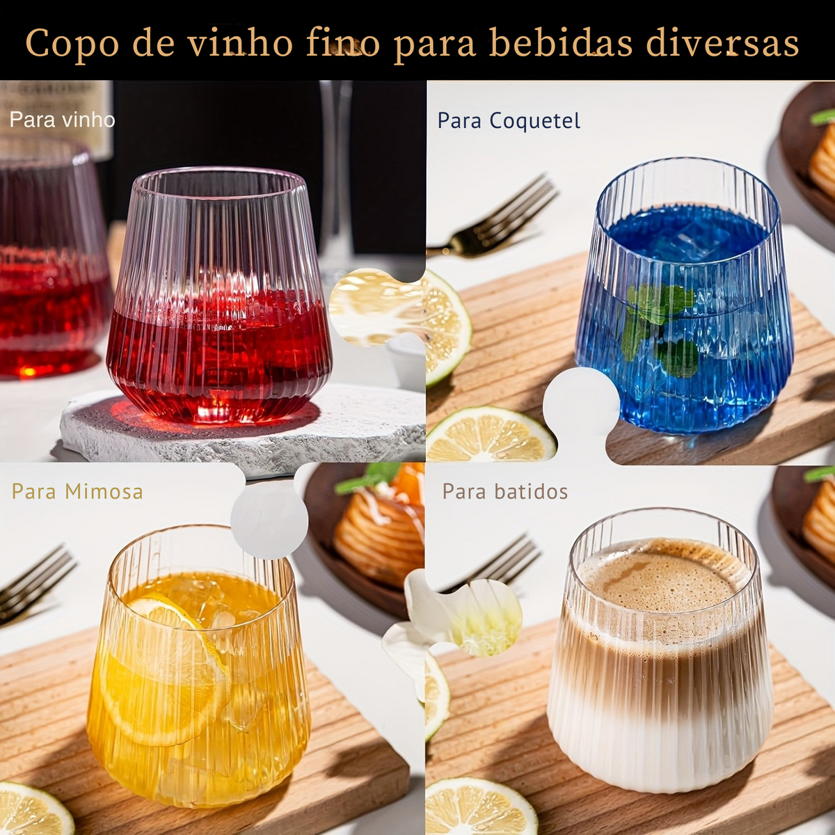 Conjunto de Taças Borossilicato com Design Texturizado