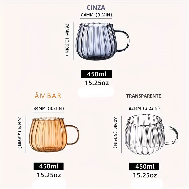 Conjunto de Canecas de Vidro YUHAN Formato Abóbora