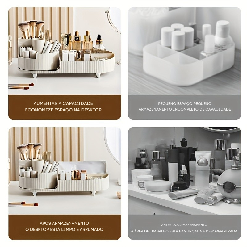 Organizador de Maquiagem Giratório Design Dobrável