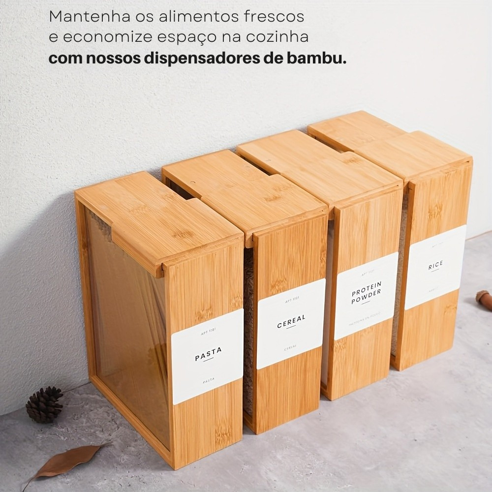 Dispenser Selado de Alimentos 2L em Bambu