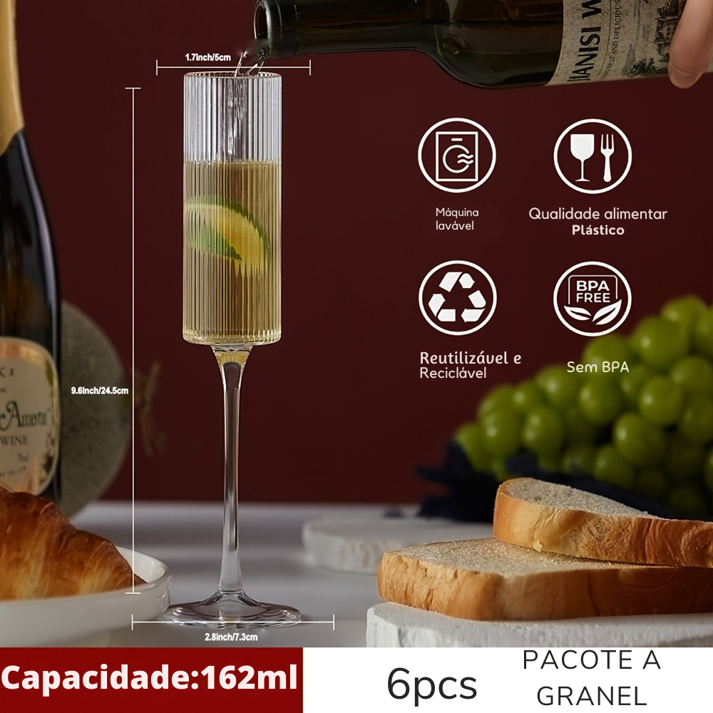 Conjunto de Taças de Champagne Inquebráveis 162ml