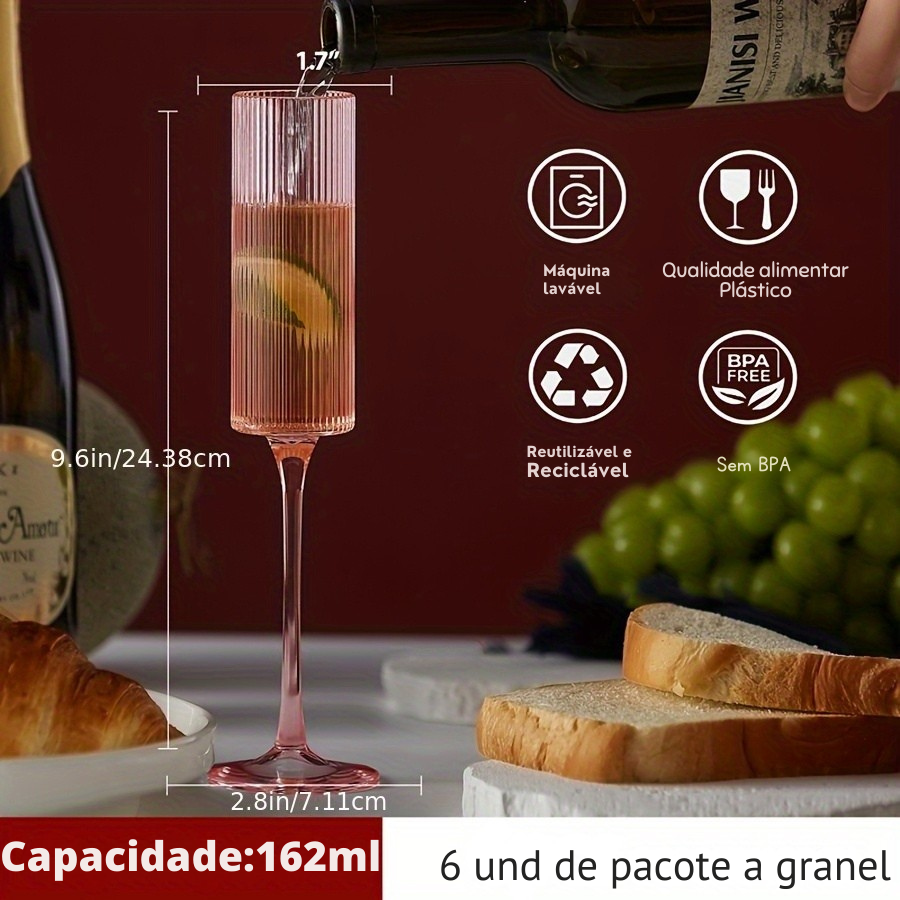 Conjunto de Taças de Champagne Inquebráveis 162ml