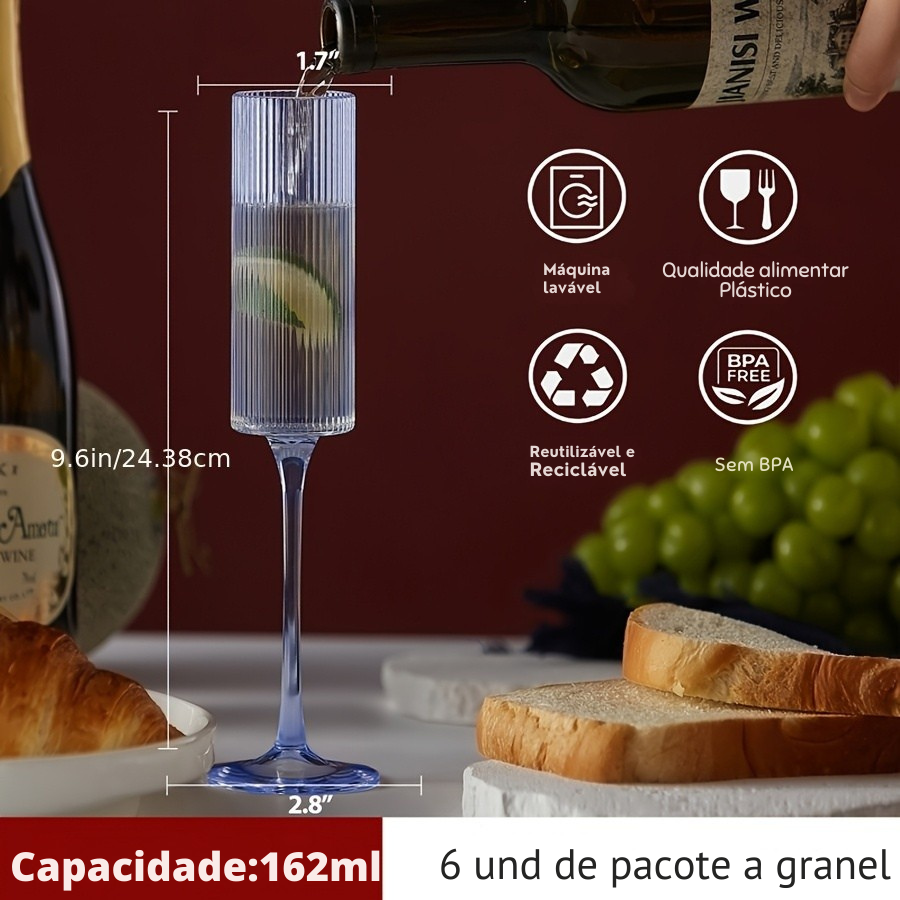 Conjunto de Taças de Champagne Inquebráveis 162ml