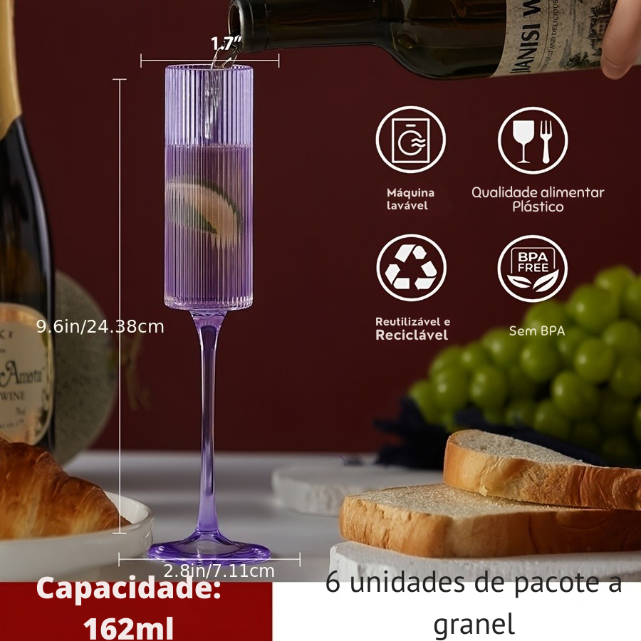 Conjunto de Taças de Champagne Inquebráveis 162ml