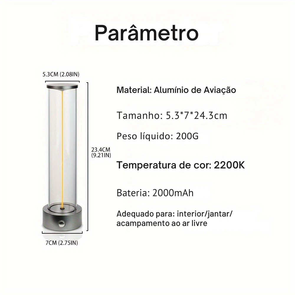 Luminária Touch de Mesa LED Recarregável