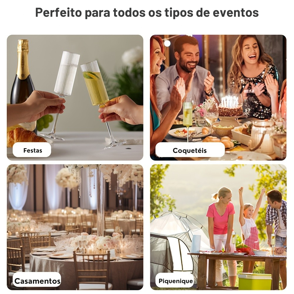 Conjunto de Taças de Champagne Inquebráveis 162ml
