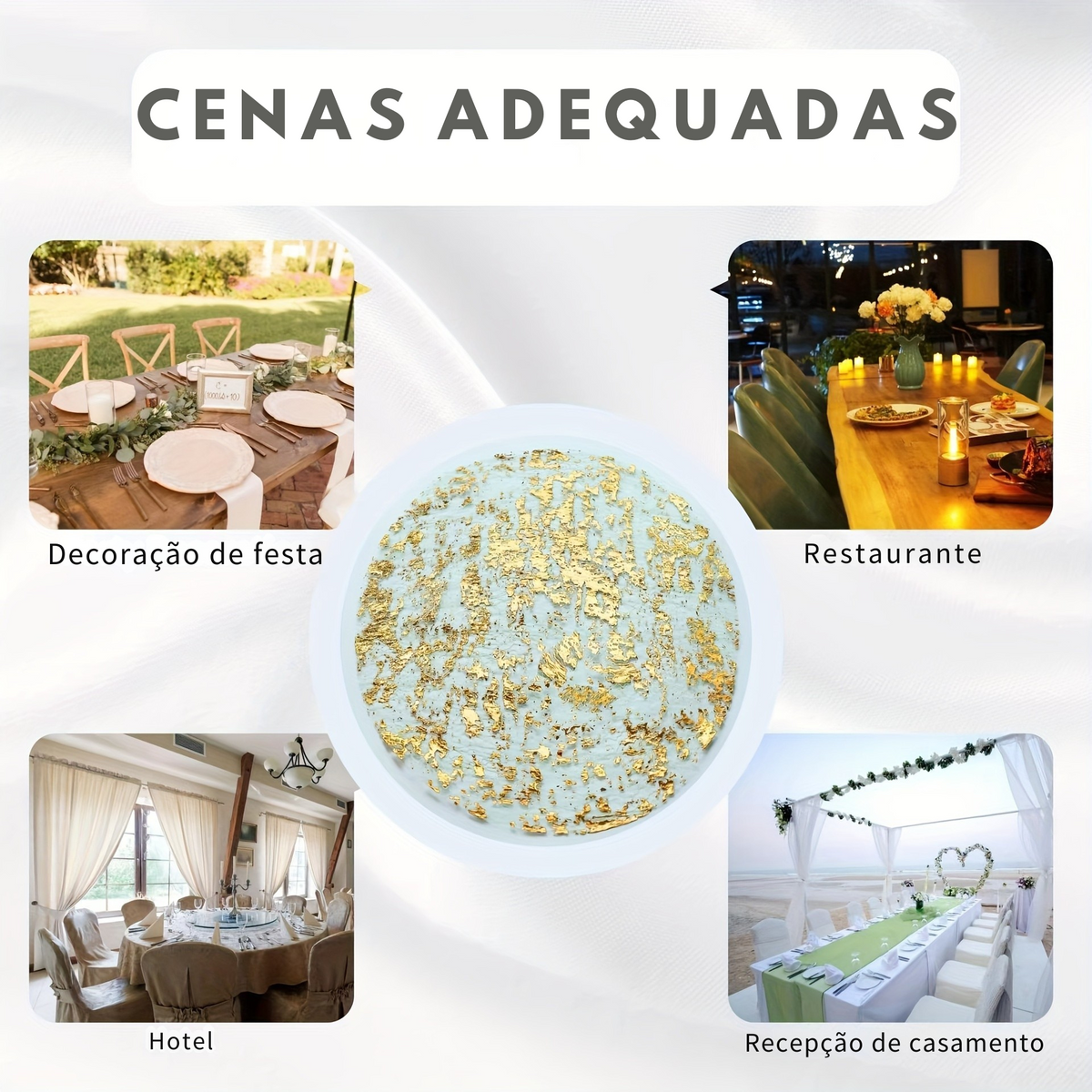 Jogo de Mesa Descartável em Malha Dourado Luxo
