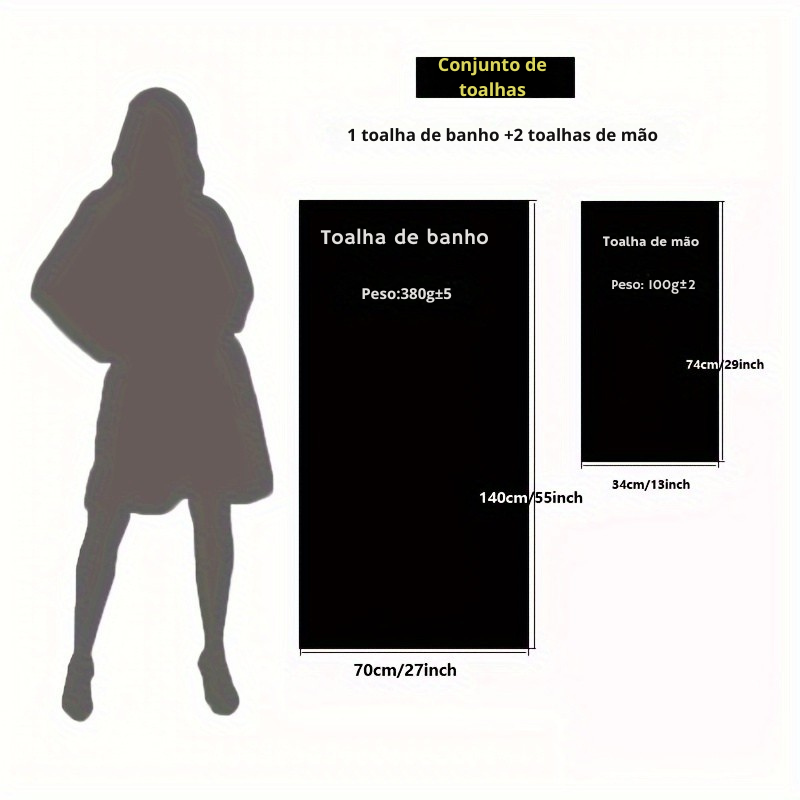 Conjunto de 3 Toalhas Maciez 100% Algodão