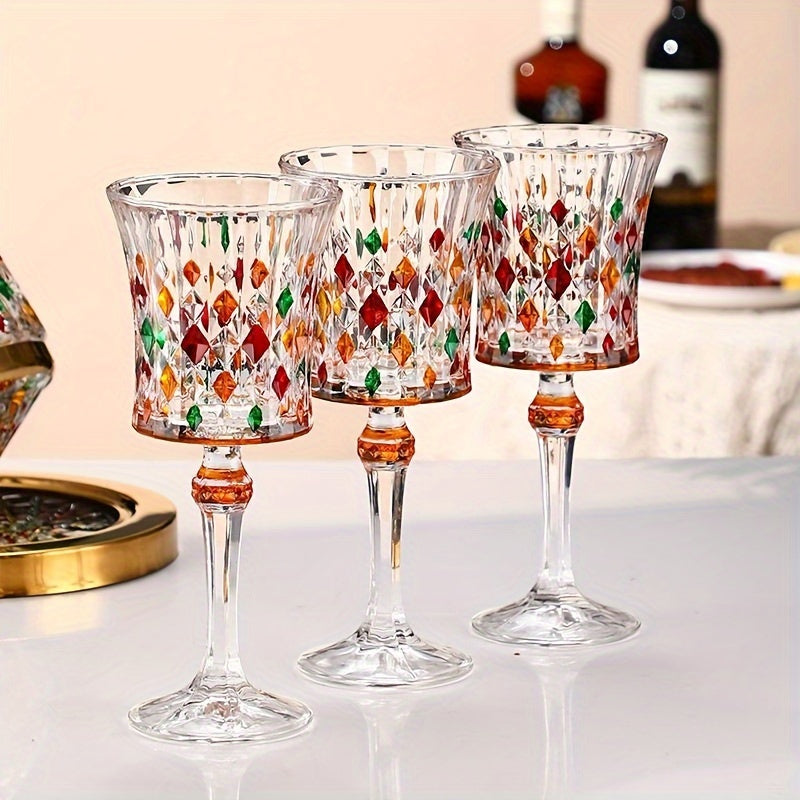 Taça de Cristal Luxuosa Europeia com Efeito Diamante