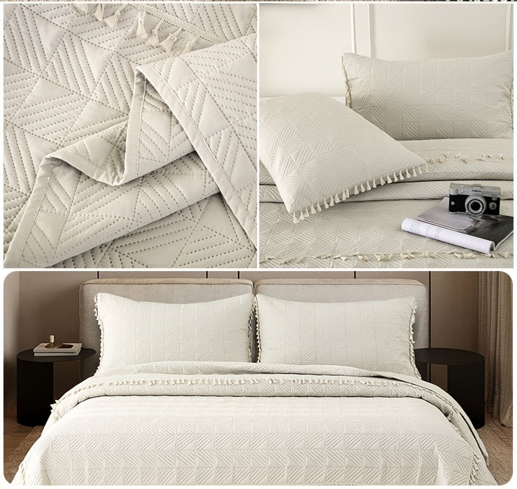 Cobre-Leito Quadrado com Tassel Macio