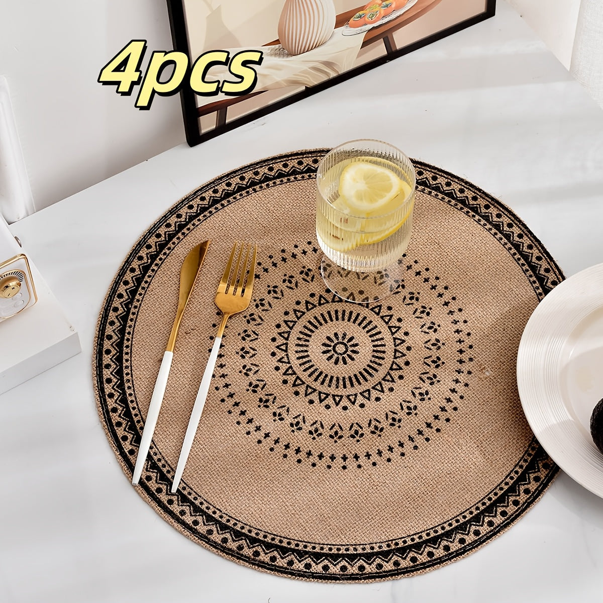 Jogo Sousplats RústicoNatural Chic em Juta