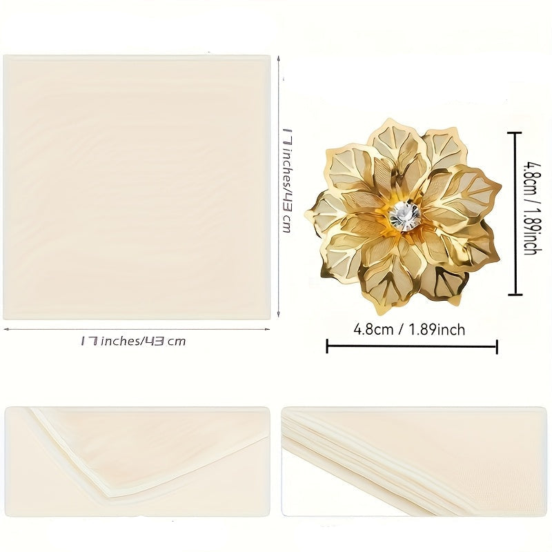 Kit de 14pcs 07 Guardanapos Luxosos de Cetim + 07 Argolas de Luxosas