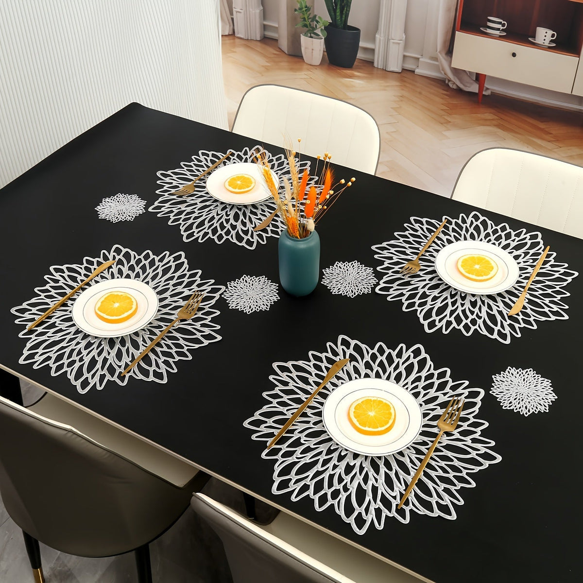 Jogo Sousplats Térmica Florais Antiderrapantes