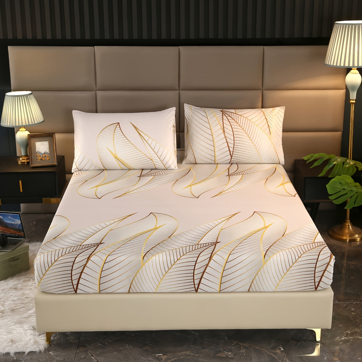 Jogo de Cama Folhas Douradas