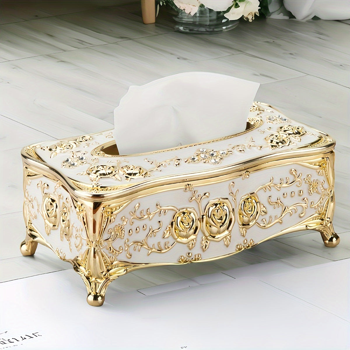 Porta-Lenços Luxuoso com Estampa de Rosas Design Europeu