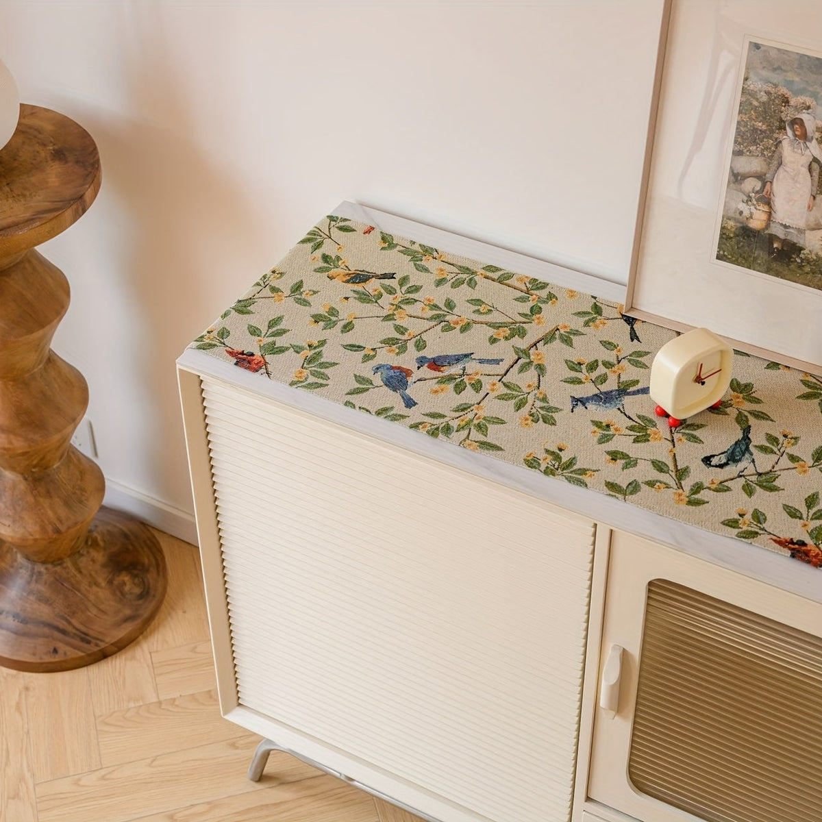 Caminho de Mesa Algodão Floral em Tassel