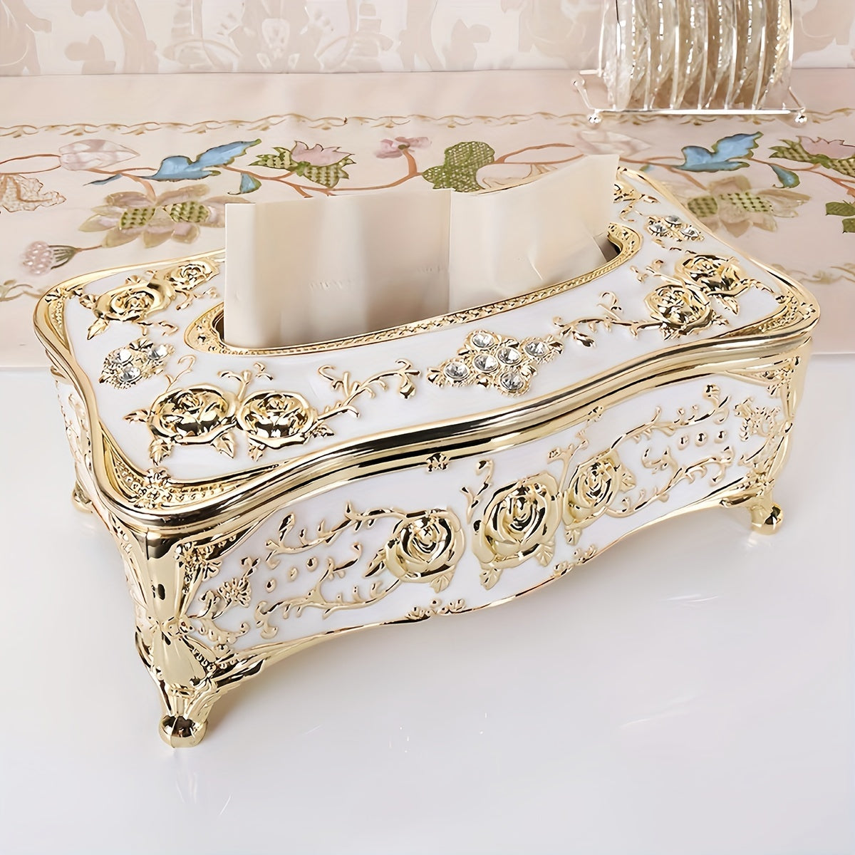 Porta-Lenços Luxuoso com Estampa de Rosas Design Europeu