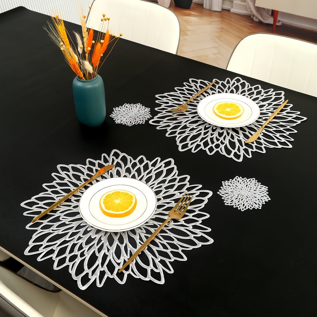 Jogo Sousplats Térmica Florais Antiderrapantes