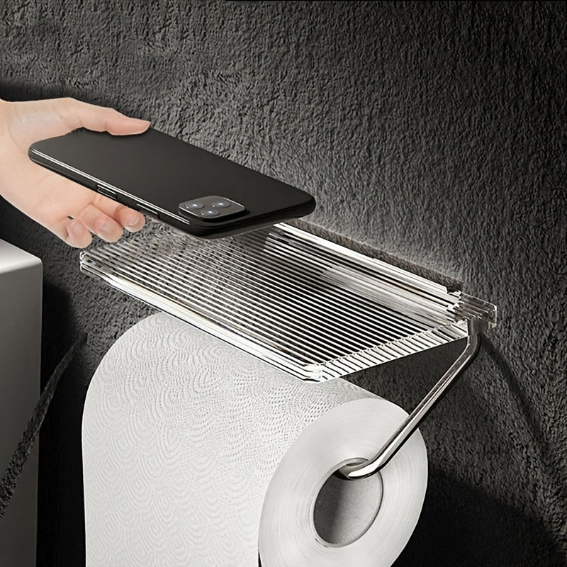Suporte Luxo para Papel Higiênico Acrílico com Prateleira