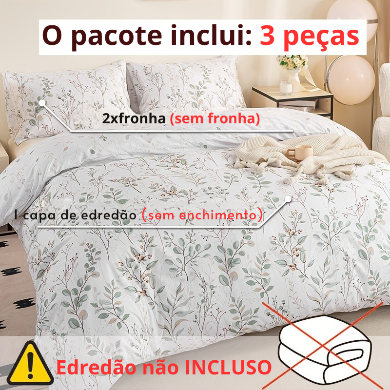 Jogo de Cama PlumasPoliéster Floral