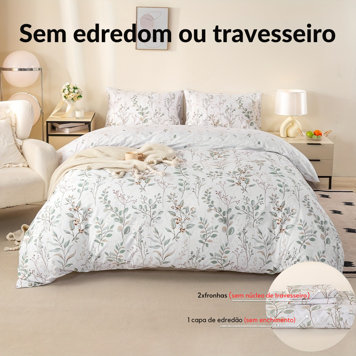 Jogo de Cama PlumasPoliéster Floral